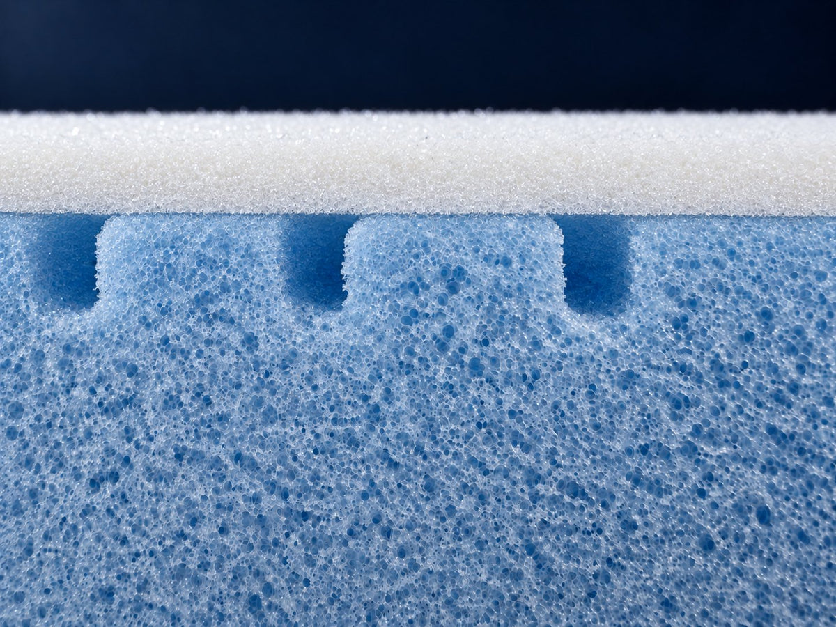 Close-up of the foam core under the top layer